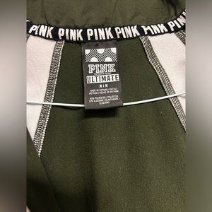 Army green and white PINK athletic jacket